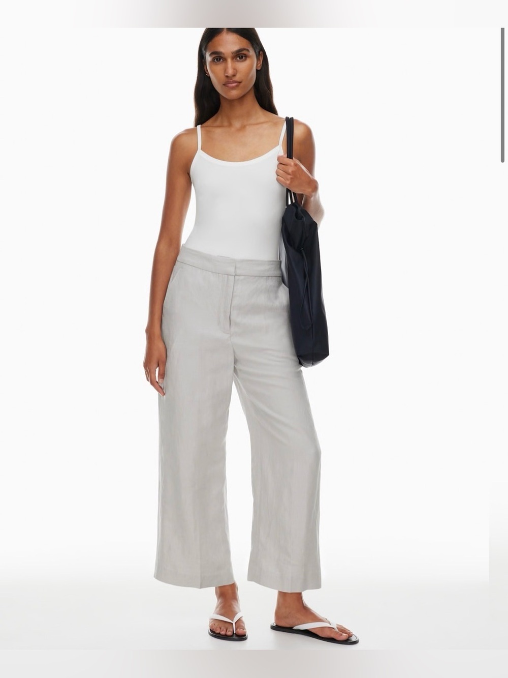 Aritzia Wilfred 2 Limitless grey linen blend wide leg classic boho chic coastal